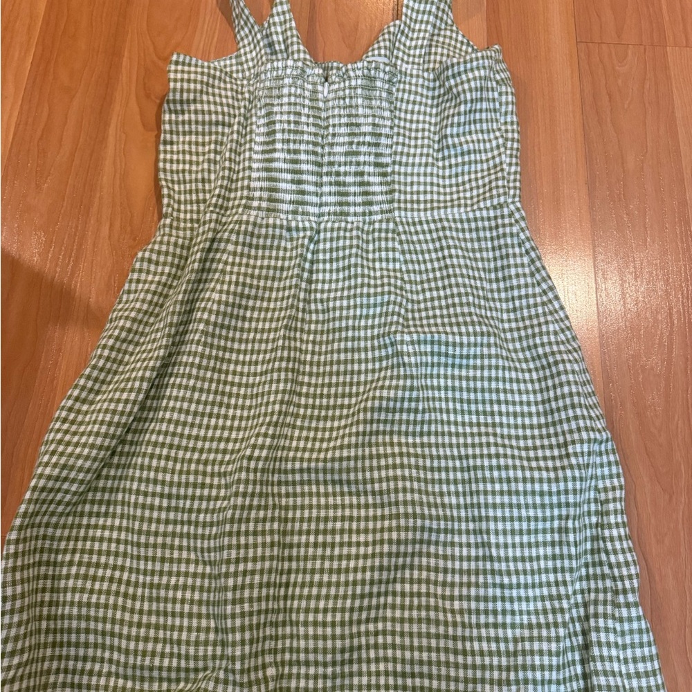 Reformation Avocado Checked Celosia Linen Dress - Picture 7 of 8